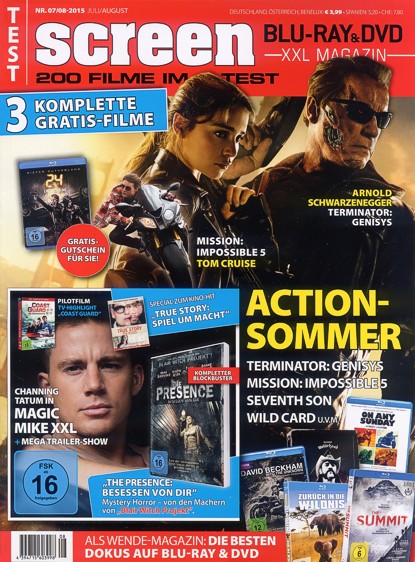 SCREEN BLURAY DVD magazine side cover Issue 7-8 July/August 2015