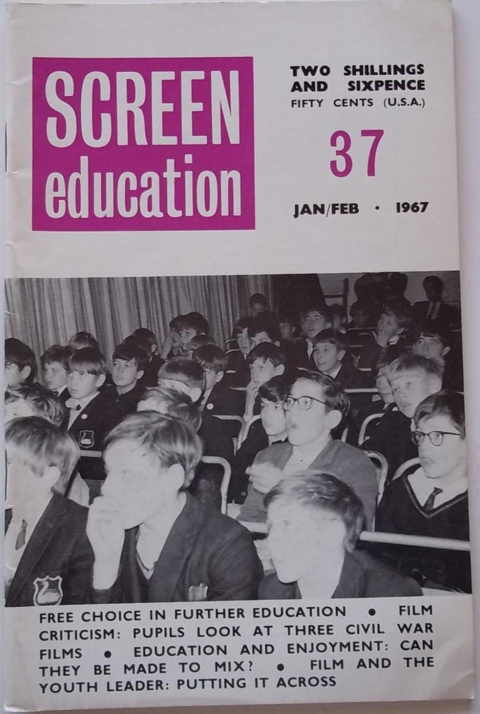 SCREEN EDUCATION (Au) magazine side cover Issue 37  January/February 1967