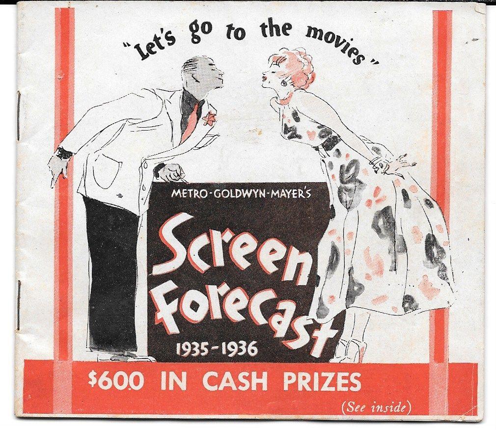 SCREEN FORECAST magazine side cover 1935-1936 