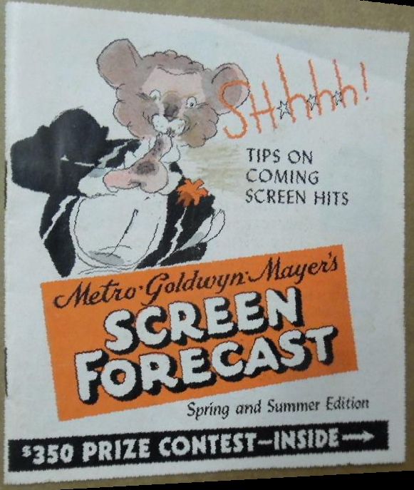 SCREEN FORECAST magazine side cover Spring 1940