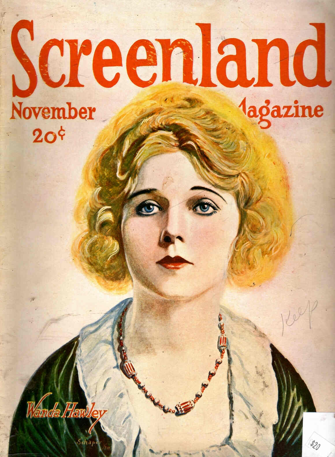 SCREENLAND magazine side cover November 1920