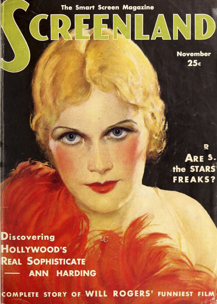 SCREENLAND magazine side cover November 1931