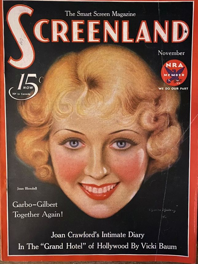 SCREENLAND magazine cover November 1933