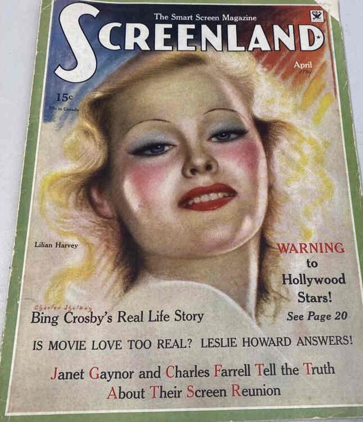 SCREENLAND magazine side cover April 1934