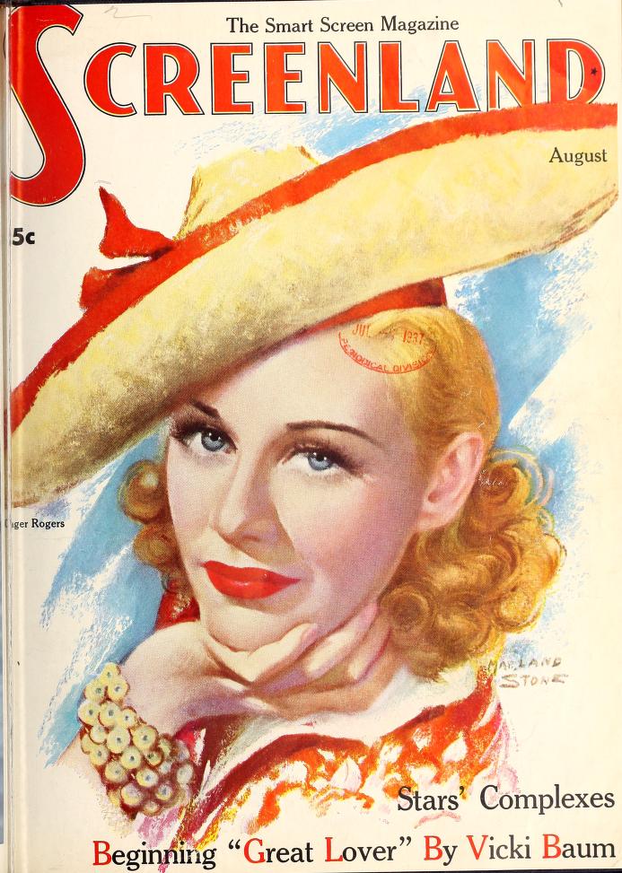 SCREENLAND magazine side cover August 1937
