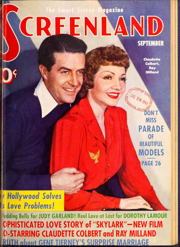 SCREENLAND magazine side cover September 1941