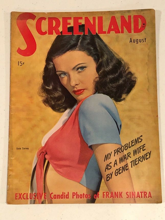 SCREENLAND magazine side cover August 1943
