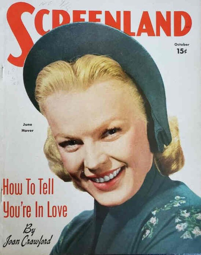 SCREENLAND magazine side cover October 1950