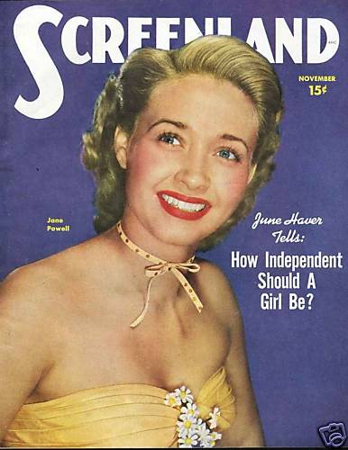 SCREENLAND magazine side cover November 1950