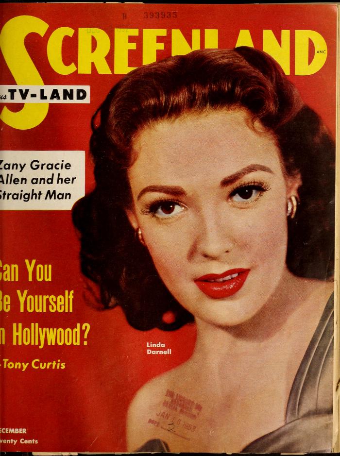 SCREENLAND magazine side cover December 1952