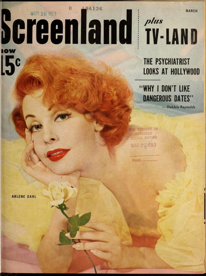 SCREENLAND magazine side cover March 1953