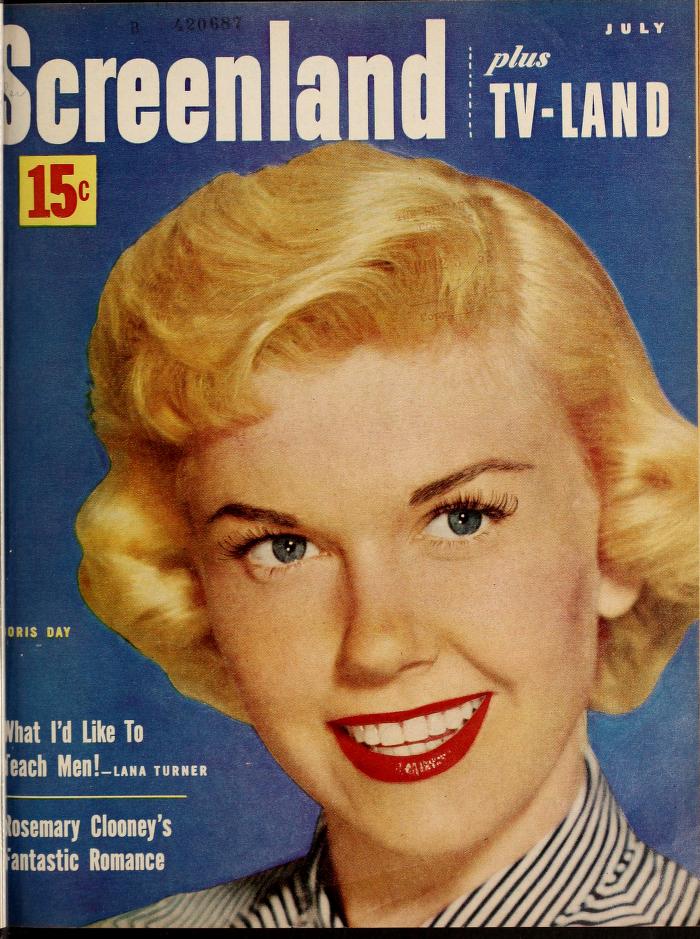 SCREENLAND magazine side cover July 1953