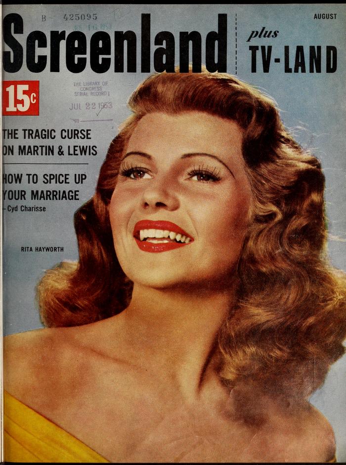 SCREENLAND magazine side cover August 1953