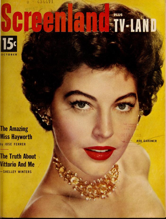 SCREENLAND magazine side cover October 1953