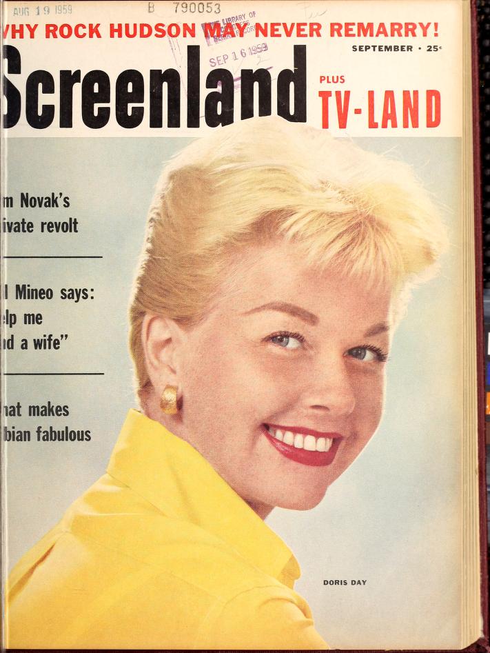 SCREENLAND magazine side cover September 1959