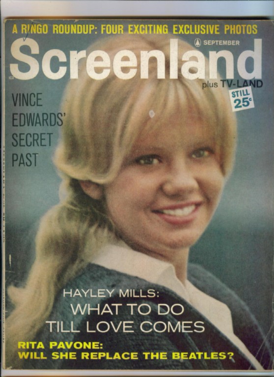 SCREENLAND magazine side cover September 1964