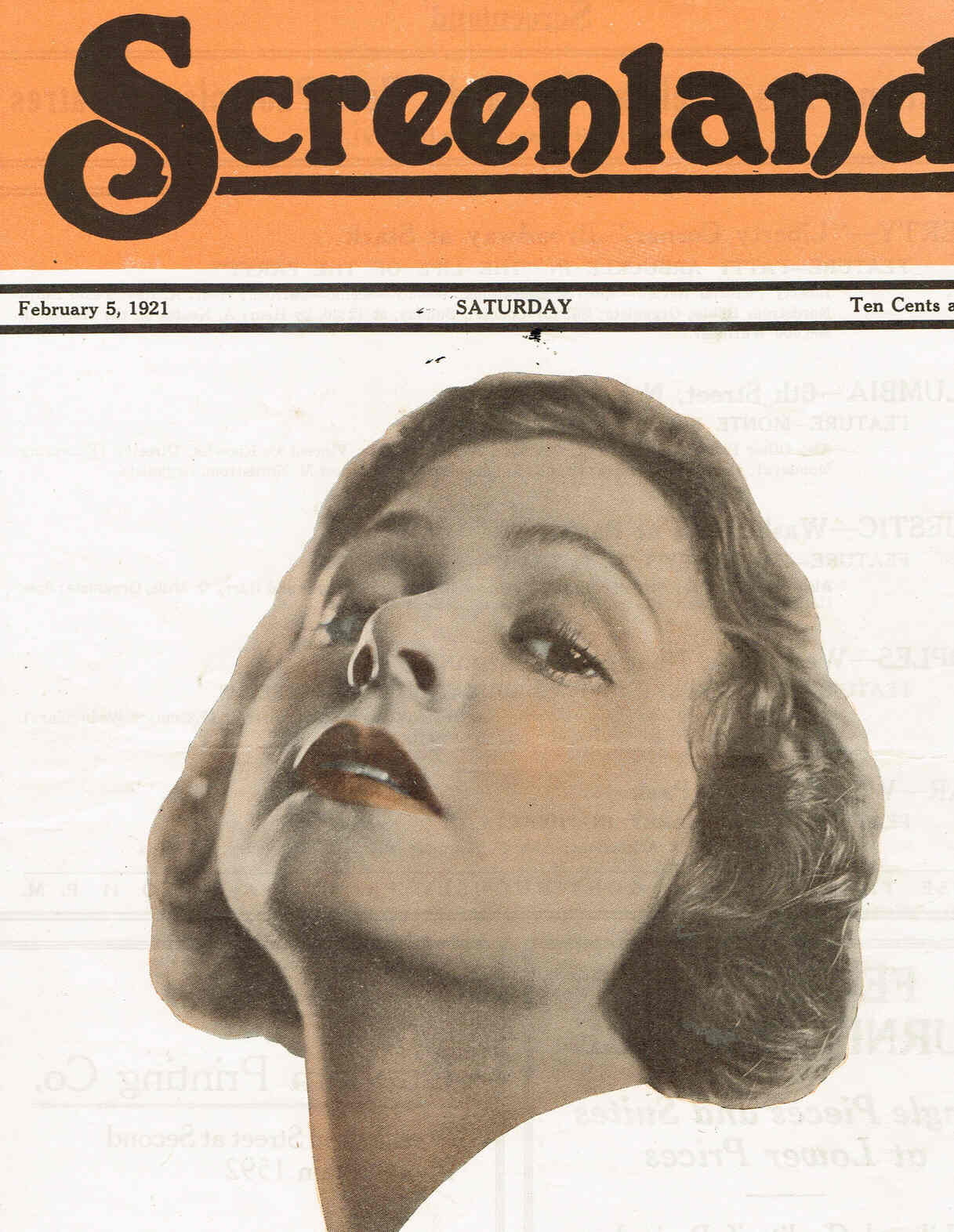 SCREENLAND SEATTLE magazine side cover 5 February 1921