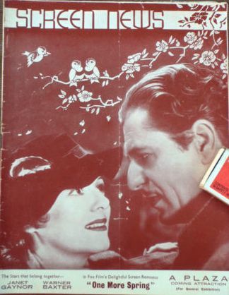 NEW SCREEN NEWS magazine side cover  Vol 11 # 31 (?) 3 August 1935