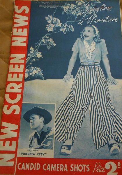 NEW SCREEN NEWS magazine side cover 31 August 1940