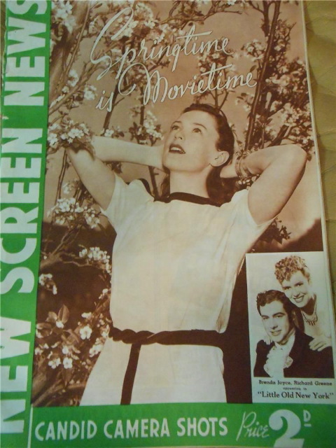 NEW SCREEN NEWS magazine side cover 14 September 1940