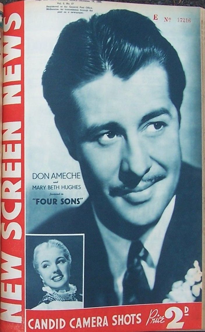 NEW SCREEN NEWS magazine side cover  Vol 3 # 27 14 December 1940