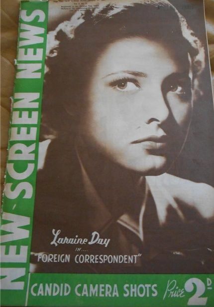 NEW SCREEN NEWS magazine side cover  Vol 3 # 31 11 January 1941