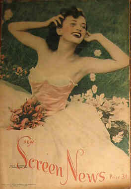 NEW SCREEN NEWS magazine side cover 28 April 1949