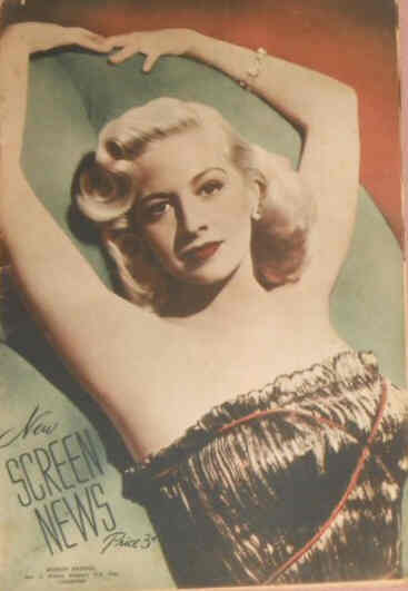 NEW SCREEN NEWS magazine side cover 22 July 1949