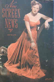 NEW SCREEN NEWS magazine side cover 3 February 1950