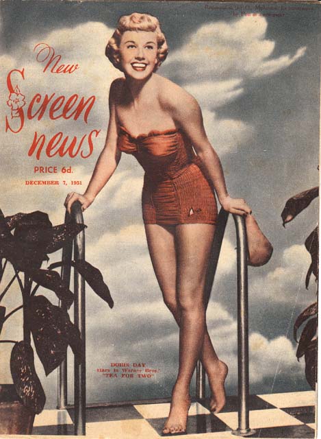 NEW SCREEN NEWS magazine side cover 7 December 1951