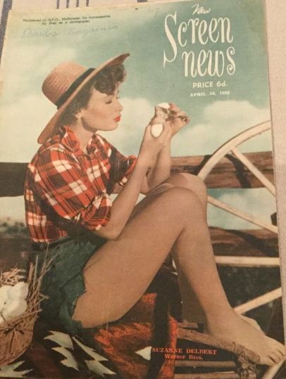 NEW SCREEN NEWS magazine side cover 10 April 1952