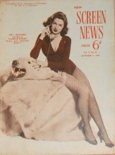 NEW SCREEN NEWS magazine side cover  Vol 7 # 21 9 October 1953