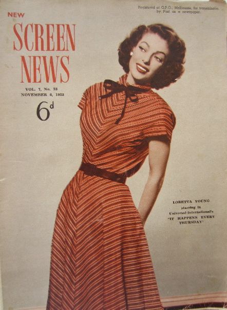 NEW SCREEN NEWS magazine side cover  Vol 7 # 23 6 November 1953