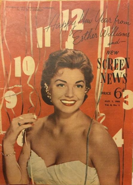 NEW SCREEN NEWS magazine side cover  Vol 8 # 1 1 January 1954
