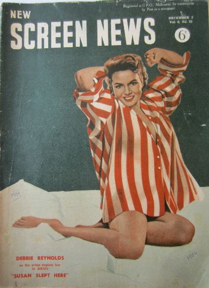 NEW SCREEN NEWS magazine side cover  Vol 8 # 25 3 December 1954