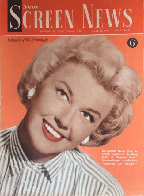 NEW SCREEN NEWS magazine side cover  Vol 9 #14 15 July 1955