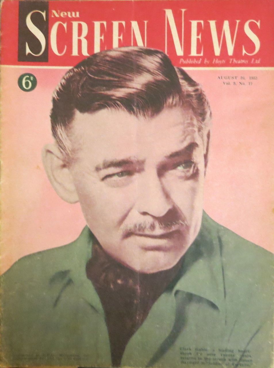 NEW SCREEN NEWS magazine side cover  Vol 9 #17 26 August 1955