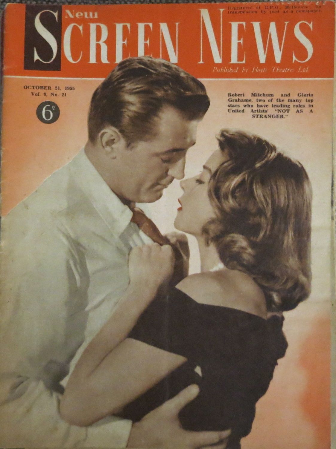 NEW SCREEN NEWS magazine side cover  Vol 9 #21 21 October 1955