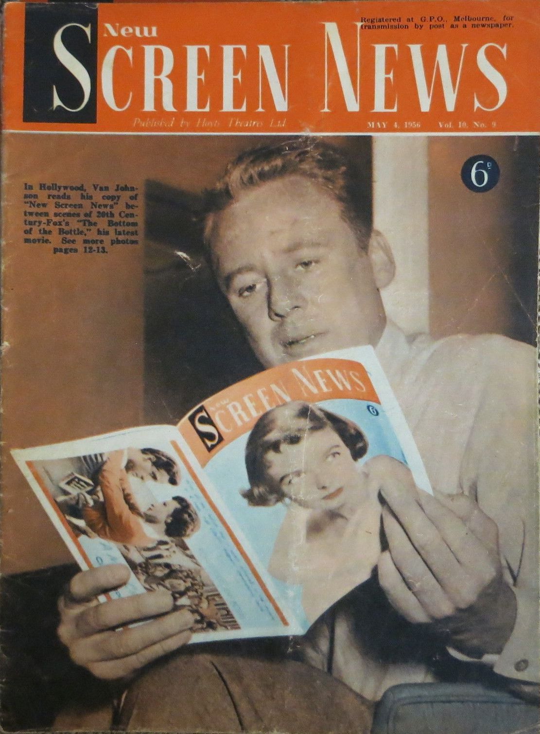 NEW SCREEN NEWS magazine side cover  Vol 10 # 9 4 May 1956