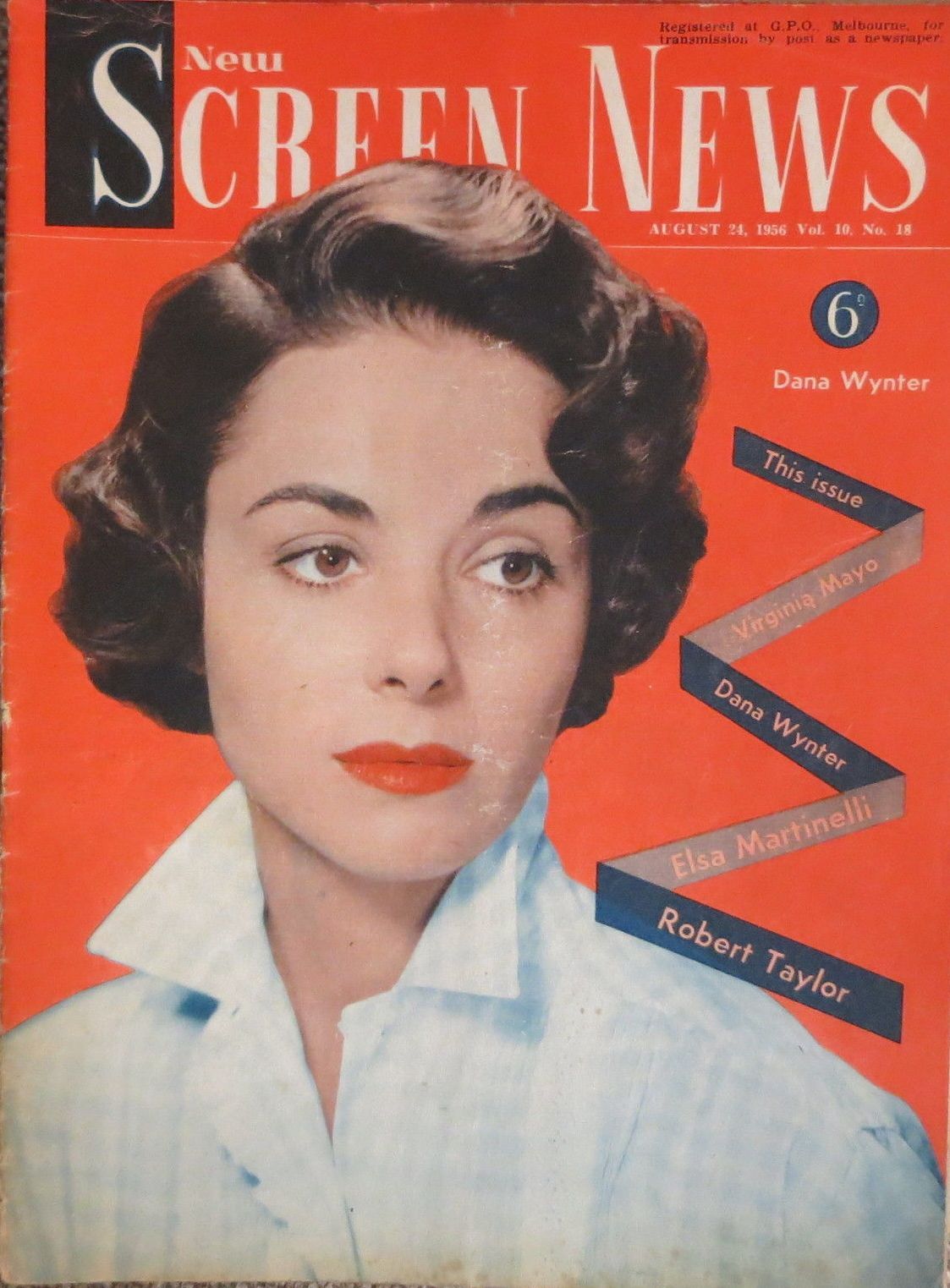 NEW SCREEN NEWS magazine side cover  Vol 10 # 18(17) 24 August 1956