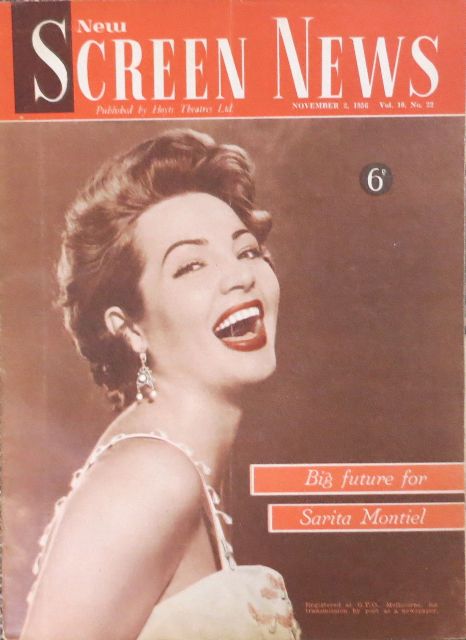 NEW SCREEN NEWS magazine side cover  Vol 10 # 22 2 November 1956