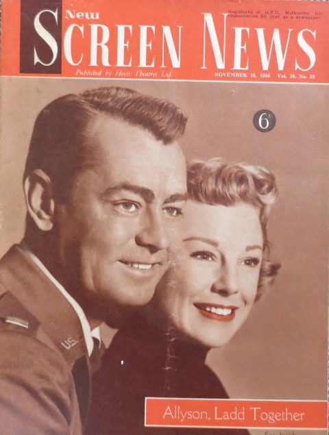 NEW SCREEN NEWS magazine side cover  Vol 10 # 23 16 November 1956