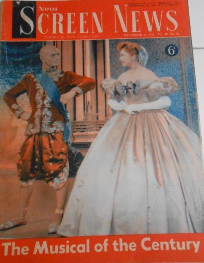 NEW SCREEN NEWS magazine side cover  Vol 10 # 25 14 December 1956