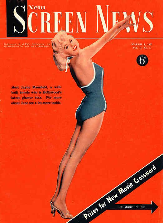 NEW SCREEN NEWS magazine side cover  Vol 11 # 5 8 March 1957