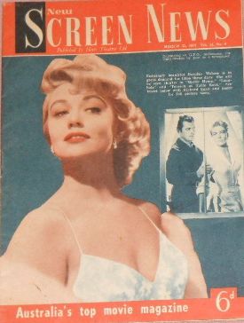 NEW SCREEN NEWS magazine side cover  Vol 11 # 6 22 March 1957