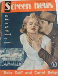 NEW SCREEN NEWS magazine side cover  Vol 11 # 10 17 May 1957