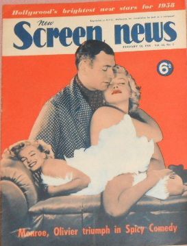 NEW SCREEN NEWS magazine side cover  Vol 12 # 1 10 January 1958