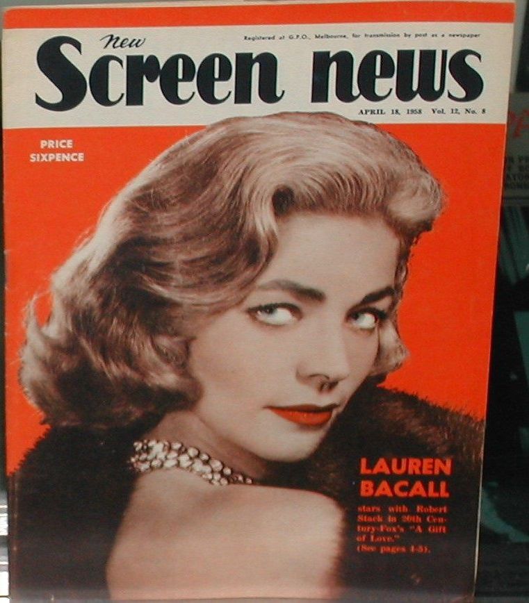 NEW SCREEN NEWS magazine side cover  Vol 12 # 8 18 April 1958