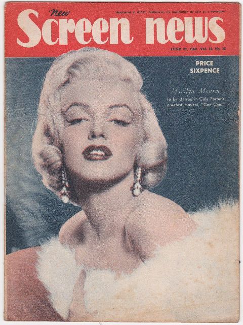NEW SCREEN NEWS magazine side cover  Vol 12 # 13 27 June 1958