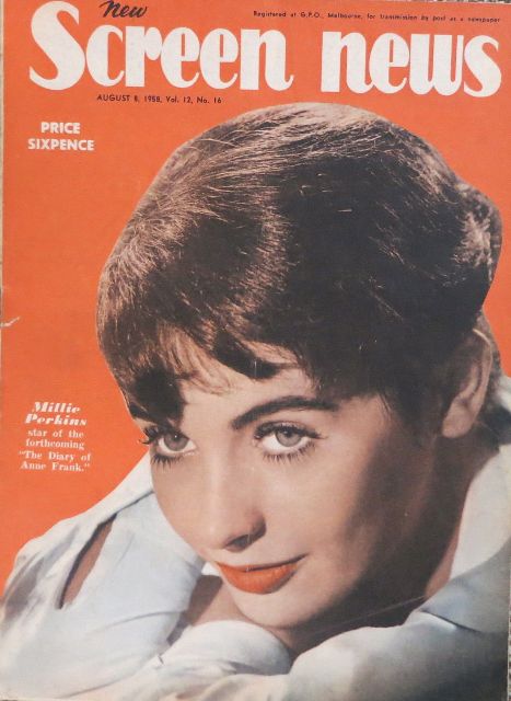 NEW SCREEN NEWS magazine side cover  Vol 12 # 16 8 August 1958